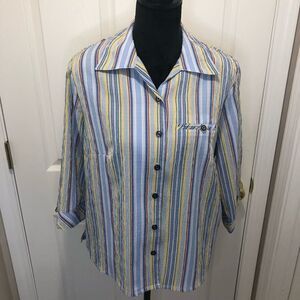 Allison Daley button down multi color blouse